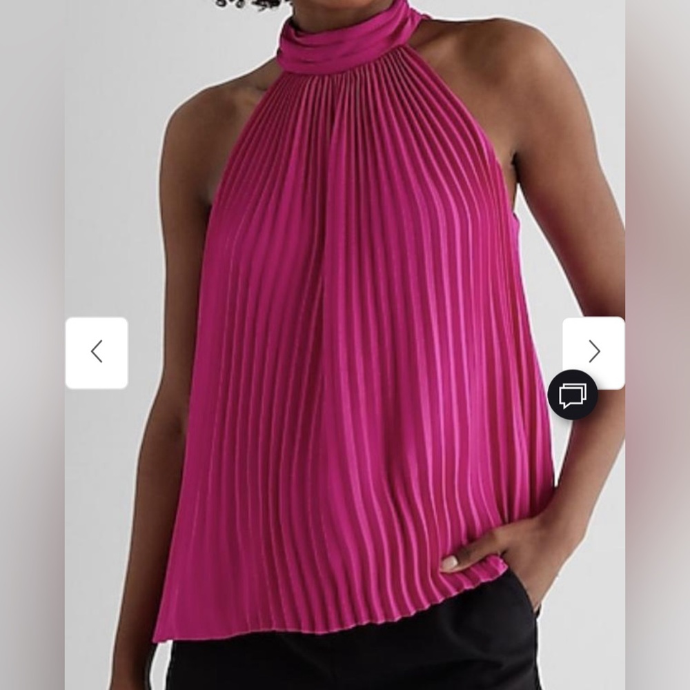 Express tie halter top pleated